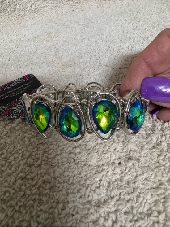 paparazzi Jewelry - Paparazzi Silver Bracelet with Blue-Green Teardrop Gems